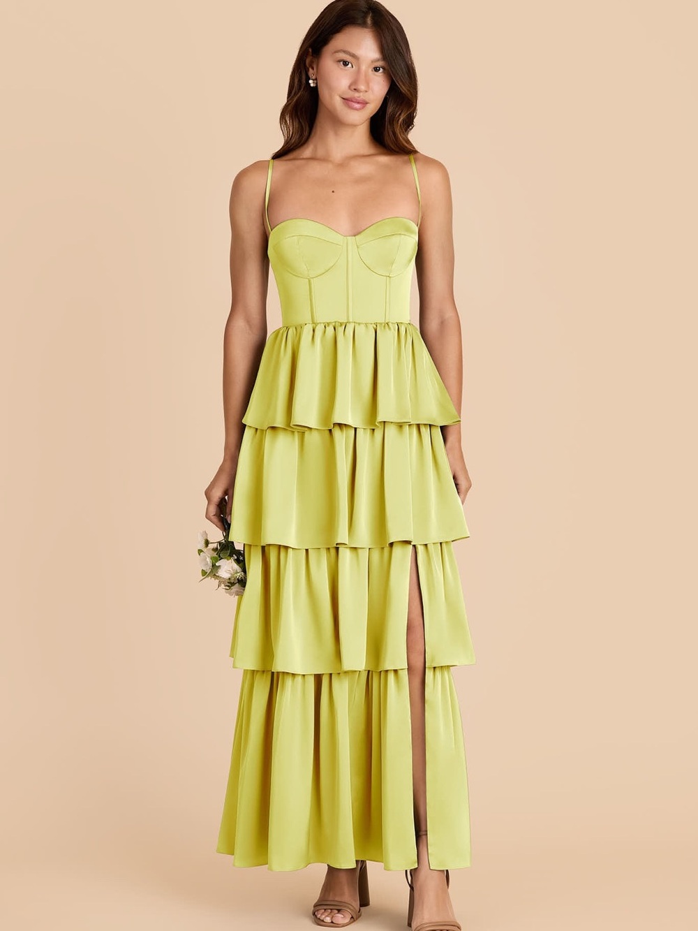 Birdy Grey Chartreuse Tiered Bridesmaid Maxi Dress